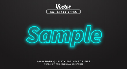 Editable text effects, Sample text with modern color style and glowing text