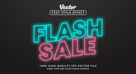 Editable text effects, Flash Sale text with modern color style and glowing text