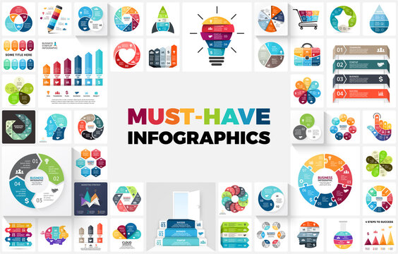 Huge Infographics Bundle - includes presentation templates, such as diagrams, charts, timelines, arrows, puzzle elements, creative thinking illustrations etc. Best for business, marketing, education.