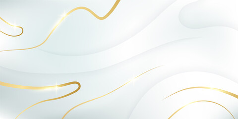Modern white and gold abstract background. Abstract geometric shape white gold background with light and shadow 3D layered for presentation design.