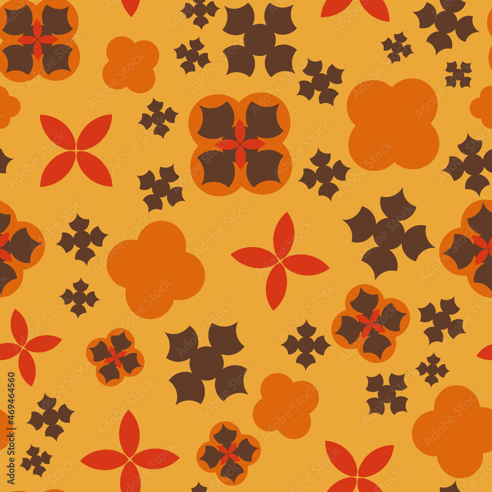 Poster brown, red, off white and orange simple retro pattern with texture vector seamless repeat pattern pr