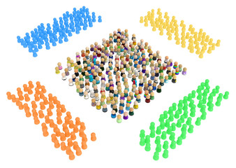Cartoon Crowd, Color Groups Squared
