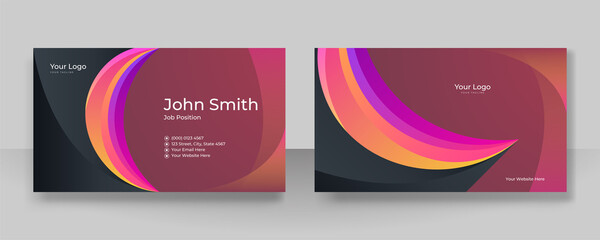 Fototapeta premium Modern colorful business card design template. Creative elegant and clean business card template with corporate concept and abstract background. Vector illustration