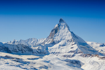 Fototapeta na wymiar Matterhorn is a mountain in the Pennine Alps on the border between Switzerland and Italy