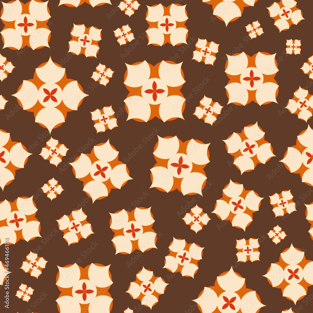 Poster brown an d orange simple retro clover pattern with texture vector seamless repeat pattern print back