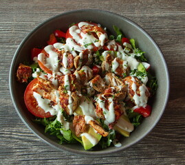 Chicken salad in a restaurant in Iceland, Europe
