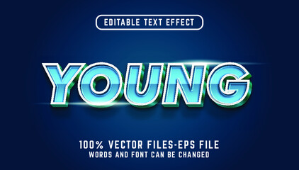 young 3d text effect. editable text effect premium vectors