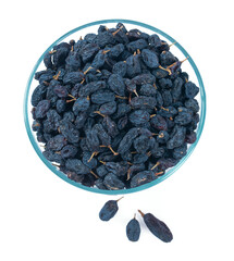 blue raisins isolated on white background
