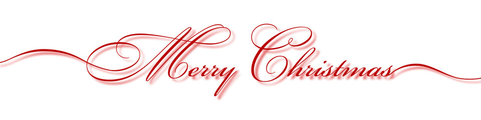 Merry Christmas. Beautiful inscription Merry Christmas written in red letters on a white background.