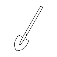 Shovel icon. Shovel for digging and construction. Hand tool linear icon. Vector illustration. Shovel linear symbol