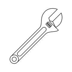 Adjustable wrench icon. Hand tool linear icon. Vector illustration. Adjustable spanner icon on white background