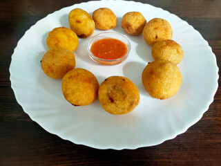Potato croquettes - mashed potatoes balls breaded and deep fried