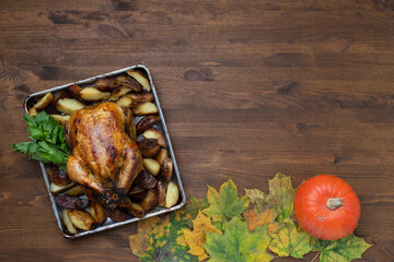 Thanksgiving day with delicious grilled chicken