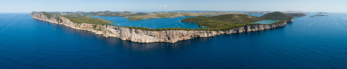 Panoramic view of Telascica cliffs in National park Kornati, Adriatic sea in Croatia