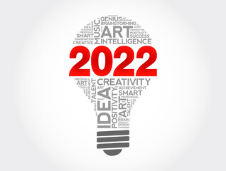 Fototapeta premium 2022 Creative Ideas bulb word cloud collage, concept background