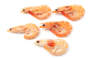 Red shrimps isolated on a white background.
