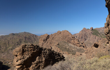 Fototapeta premium Gran Canaria, central montainous part of the island, Las Cumbres, ie The Summits , landscapes along popular hiking route Camino de Plata
