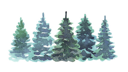 Obraz premium Forest. Watercolor illustration. Hand drawn