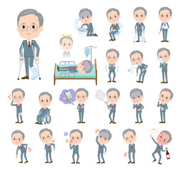 怪我や病気の状態のビジネスシニア男性のセット