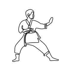 man do martial art movement oneline continuous single mono line art