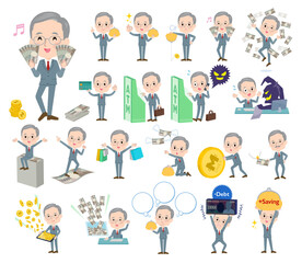 お金や経済に関するビジネスシニア男性のセット