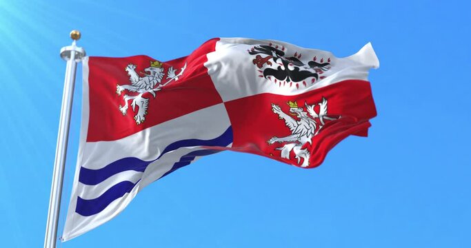 Central Bohemian Region Flag, Czech Republic. Loop