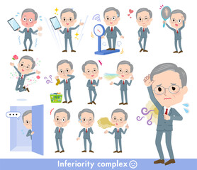劣等感に関するビジネスシニア男性のセット