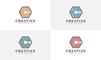 Awesome Letter C hexagon logo design template