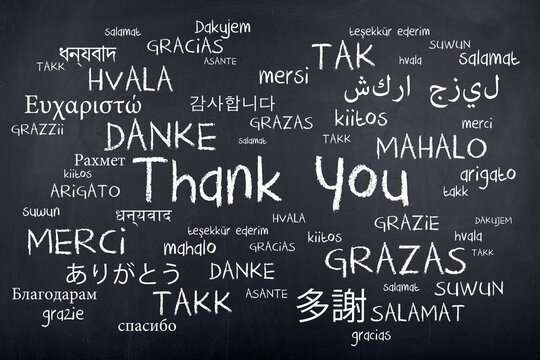 Thank you word cloud in different languages