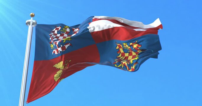 South Moravian Region Flag, Czech Republic. Loop