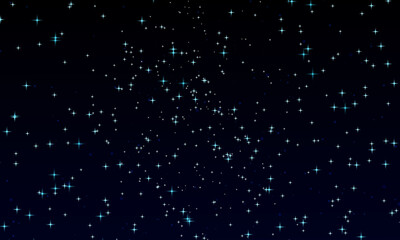 Dark Night Sky With Failing Stars. Starry Night with Blue White Star. infinity dark blue  space background 