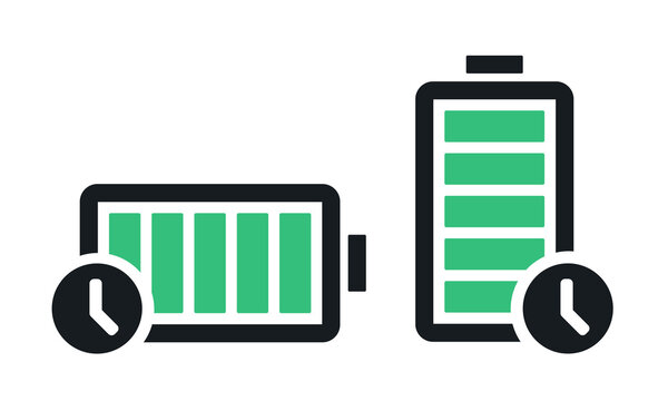 Battery Time Icon. Long Battery Life. Illustration Vector