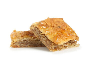 baklava pieces isolated on white