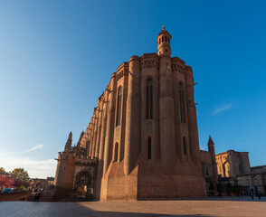 Rear of the Sainte Cecile cathedral in Albi, from Sainte Cecile square, in the Tarn, in Occitanie, France © FredP