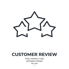 Customer review and client experience concept editable stroke outline icon isolated on white background flat vector illustration. Pixel perfect. 64 x 64.