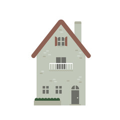 cartoon building / house flat design illustration (front view).