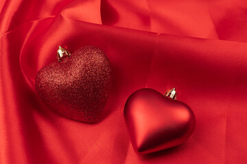 heart love decoration in top view on valentines day, holiday and family, romantic with happy, marry me wedding concept