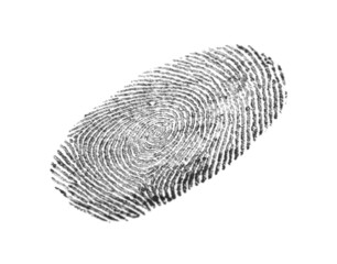 Black fingerprint made with ink on white background