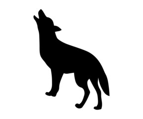black silhouette of a howling wolf