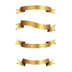 Set of golden ribbons vector.