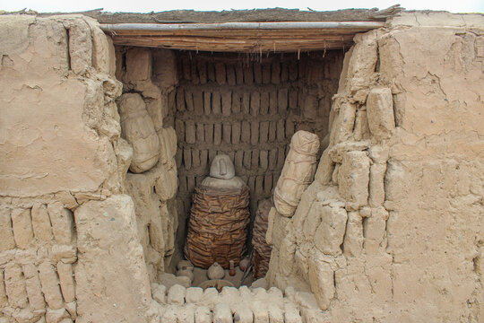 Huaca Pucllana archeological site in San Isidro disctrict. Ancient pre-inca ruins in the middle of an urban city.