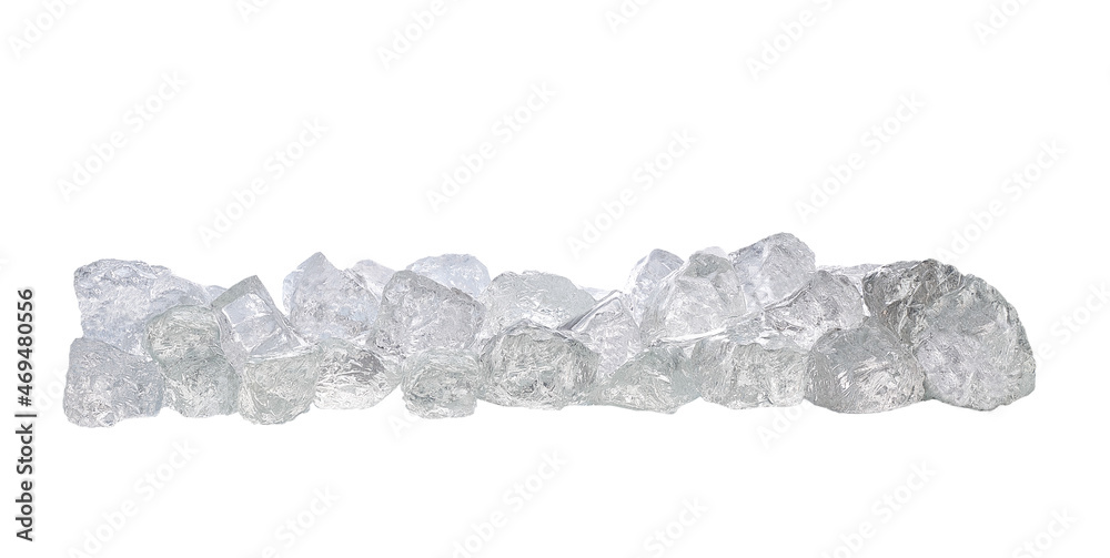 Wall mural pieces of crushed ice isolated on white background.