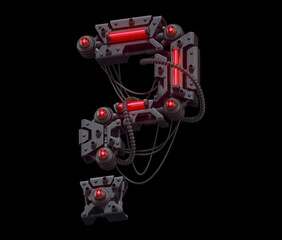 Black futuristic font. Light red neon. Question symbol. 