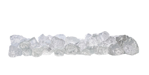 pieces of crushed ice isolated on white background.