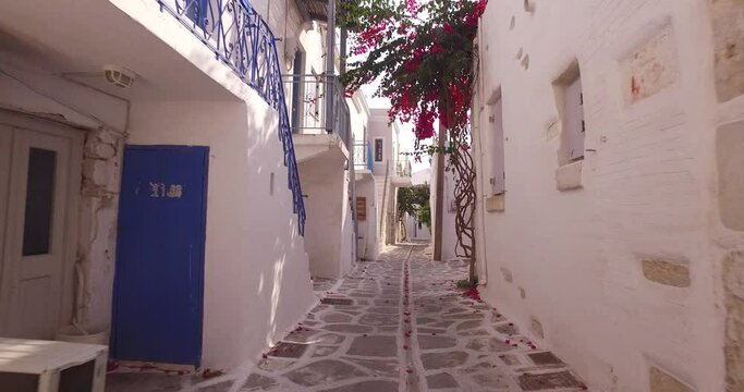 Walking in Paroikia village in Paros island of Greece