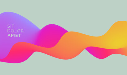 3D abstract wavy background with modern gradient colors. Motion sound wave. Vector illustration for banner, flyer, brochure, booklet, presentation or websites design.