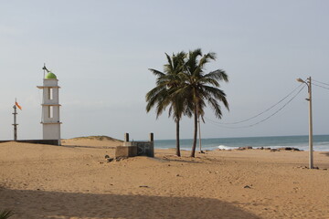 lighthouse in the beach, Palm trees in heaven, Sunset on the Sri Lankan coast 
