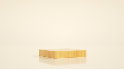 Wooden podium in rectangular shape - 3D rendering