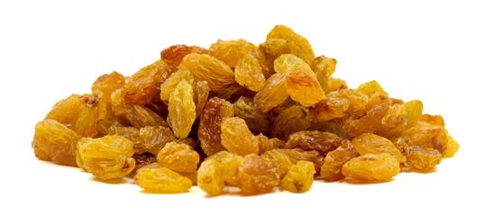 Dried raisins isolated on a white background. Snack fresh nuts. close-up nuts