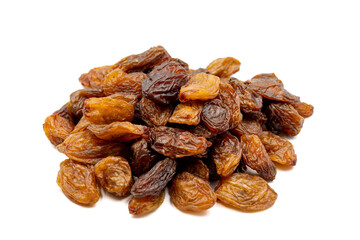 Dried raisins isolated on a white background. Snack fresh nuts. close-up nuts